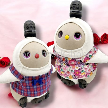 ラボット服/ チェック柄＆お花刺繍プリントリバーシブル着回しサロペット
