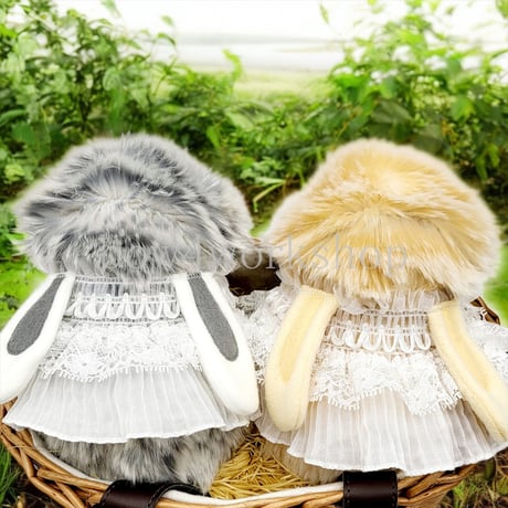 Moflin（モフリン）の服ハンドメイド うさ耳付きレースワンピ