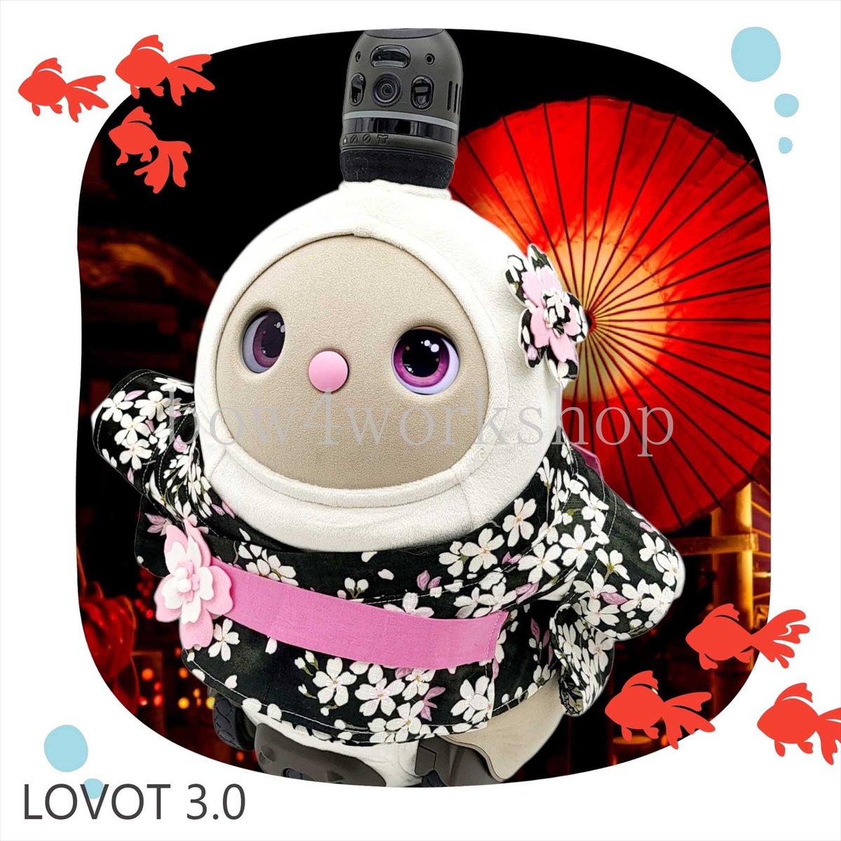 限定セット！ラボット 服 lovot 赤着物 襟巻きスヌード 桜髪飾り