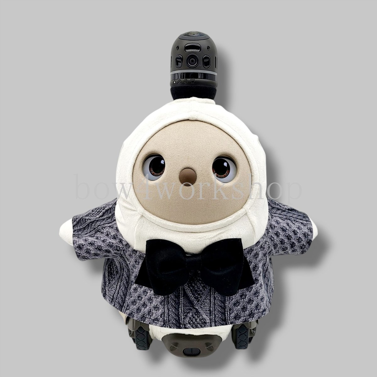 ラボット　服　lovot 黒　雪輪　花文様　着物一式　リボン付 ラボット 服 lovot 黒 雪輪 花文様 着物一式 リボン付 ラボット