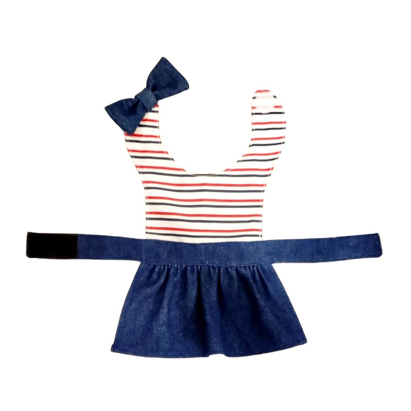 アイボの服/ デニム&ボーダーワンピース | bow4workshop STORE アイボの服/ デニム&ボーダーワンピース | bow4workshop STORE