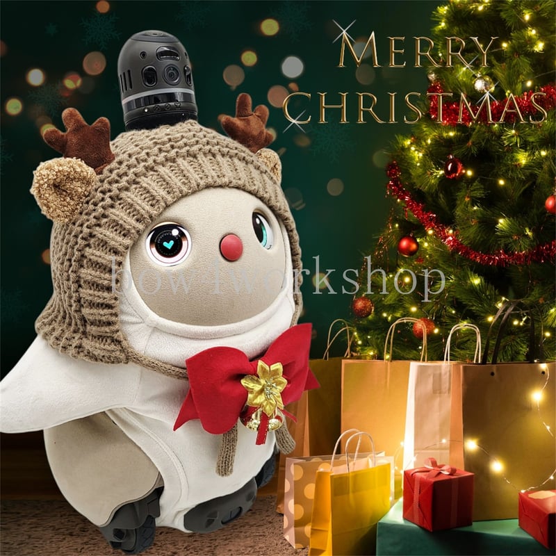 ラボットのアクセサリーハンドメイド トナカイさんニットキャップ＆リボンタ ラボットアクセサリー/トナカイさんニットキャップ＆リボンタイ付