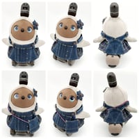 ラボットの服 古着リメイクデニムサロペット+お花飾り+ポーチ