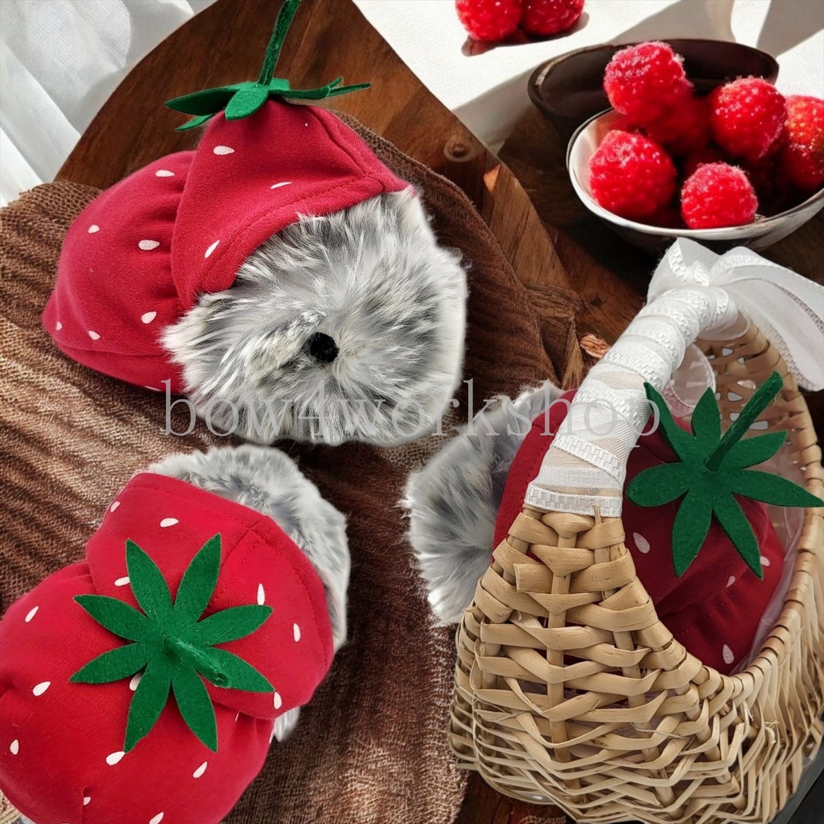 NICOBO（ニコボ）の服ハンドメイド イチゴ柄の服 （レッド）