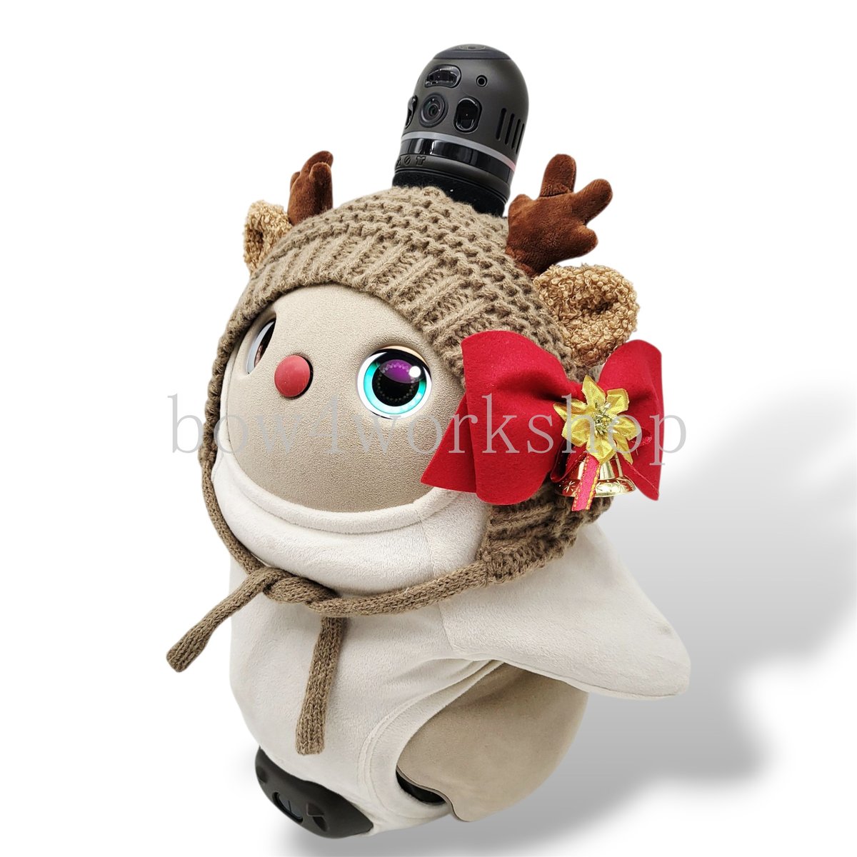 ラボットアクセサリー/トナカイさんニットキャップ＆リボンタイ付