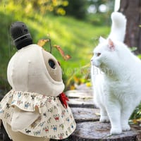 ラボット服/猫柄リボン付きチュニック