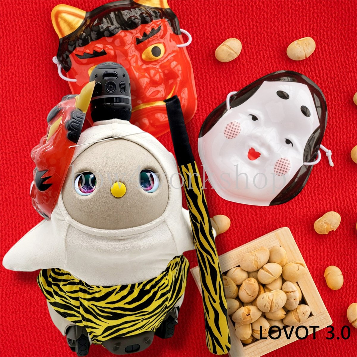 LOVOT ラボットの服ハンドメイドパッチワークくまちゃんプリント
