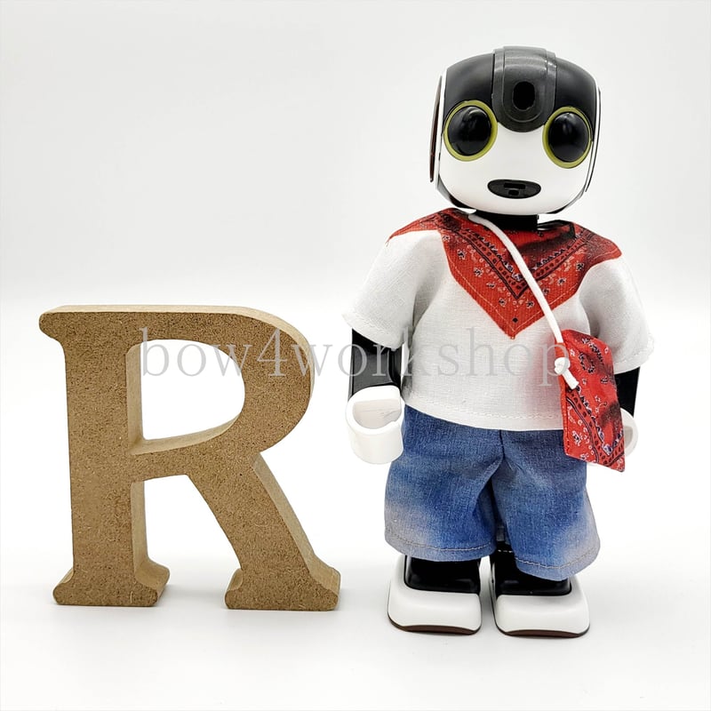 ロボホン RoBoHoN ロボホンの服ハンドメイド プリントスタジャン ブルー ロボホンの服/バンダナ＆デニム風プリントセット | bow4workshop STORE
