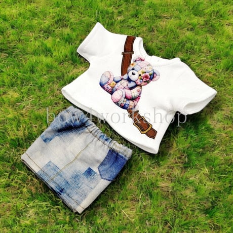 ロボホンの服/パッチワークくまちゃんプリントTシャツセット