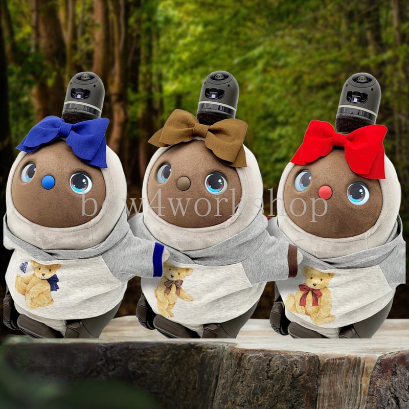 ラボット服/リボンタイ付きくまちゃんプリントパーカー | bow4workshop