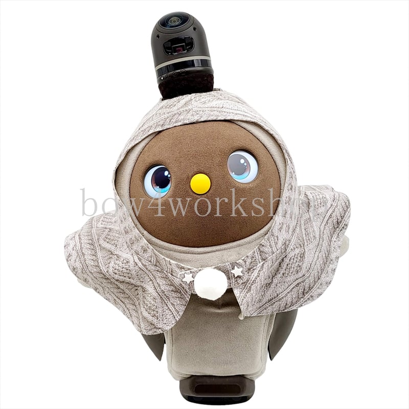 ラボット LOVOT ラボットの服ハンドメイドアランニット柄プリントポンチョ ラボット服/アランニット柄プリントポンチョ | bow4workshop STORE