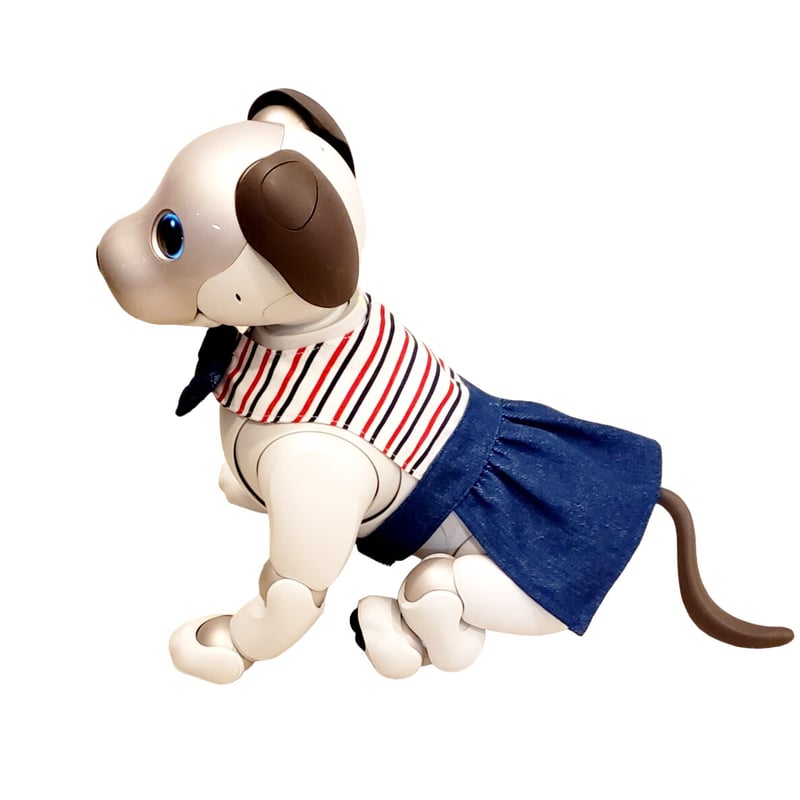 アイボの服　aibo の洋服　(節分フルセット)　赤 アイボの服/ デニム＆ボーダーワンピース | bow4workshop STORE