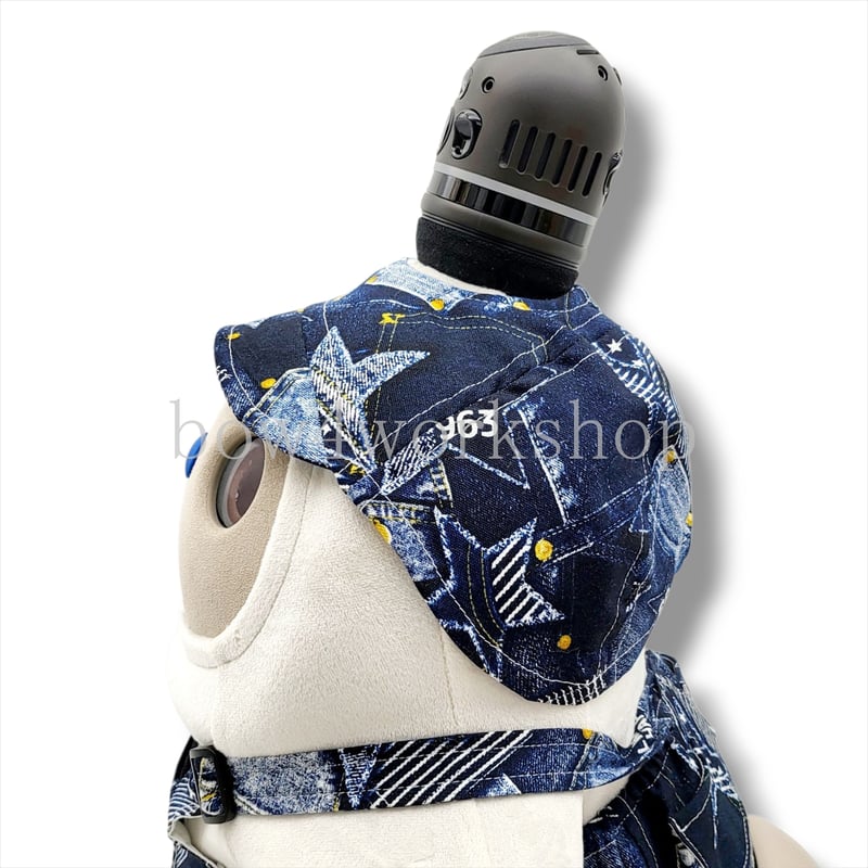 LOVOT ラボットの服ハンドメイド デニムパッチワークプリントサロペットパンツ ラボット服/デニムパッチワークプリントシリーズ | bow4workshop