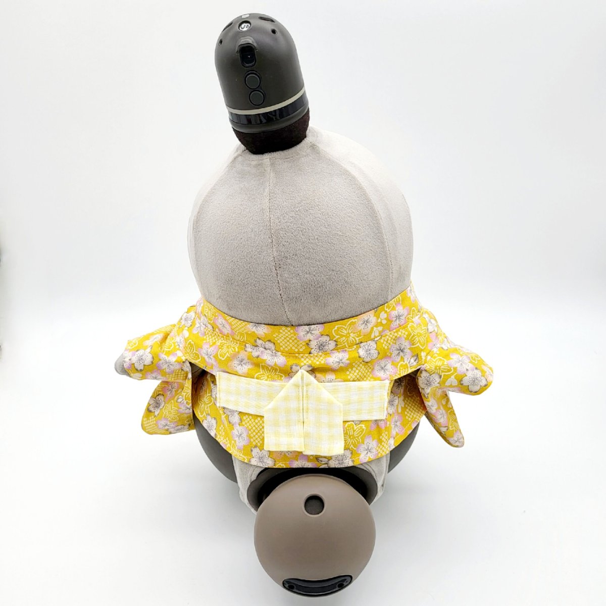 ラボット LOVOT ラボットの服ハンドメイド　カメリア柄お花コサージュ付き浴衣 ラボット服/ 浴衣、お花コサージュ小、お花コサージュ大3点セット