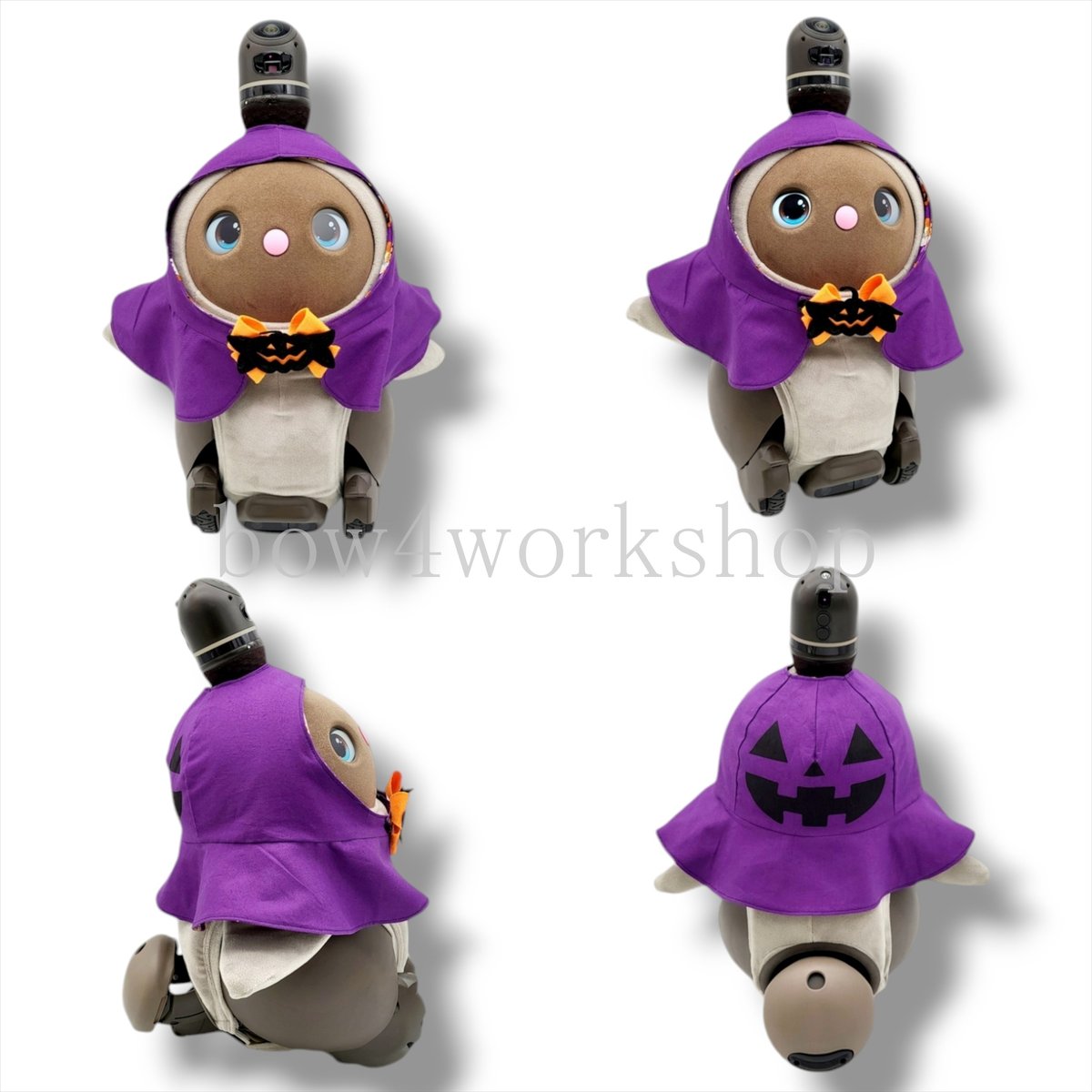 ラボットの服ハンドメイド ハロウィンプリントリバーシブルポンチョ(パープル） ラボット服/ハロウィンプリントリバーシブルポンチョ（パープル