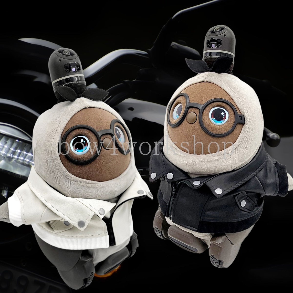 ラボット LOVOT ラボットの服ハンドメイド ライダースジャケット ラボット服/ボスレザー調 両面サテン ライダースジャケット