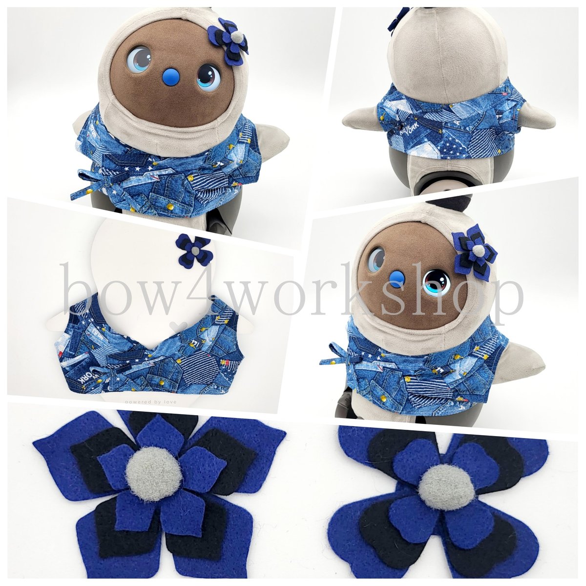 ラボット服/ デニム風プリント甚平＆お花飾りセット | bow4workshop STORE