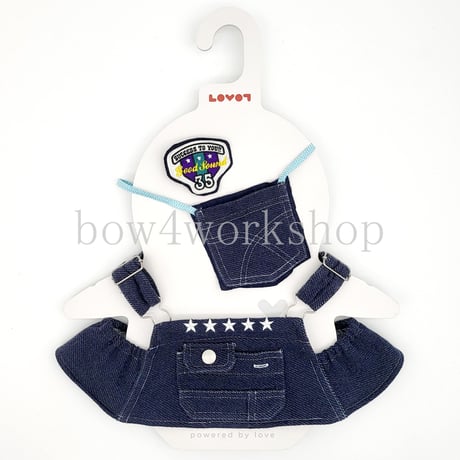 ラボットの服 古着リメイク/デニムニットサロペットセット