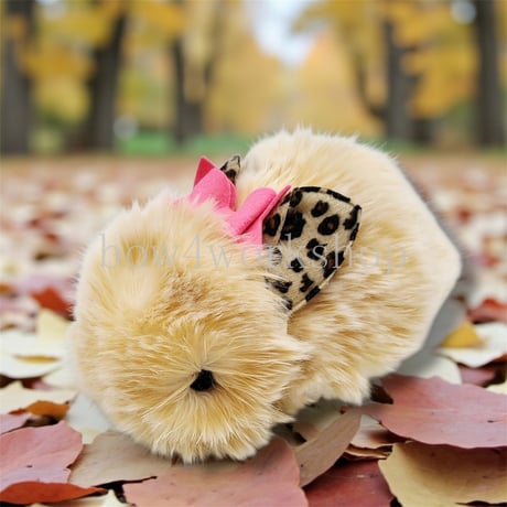 Moflin（モフリン）のアクセサリー　ヒョウ柄耳&リボン付きゴムバンド