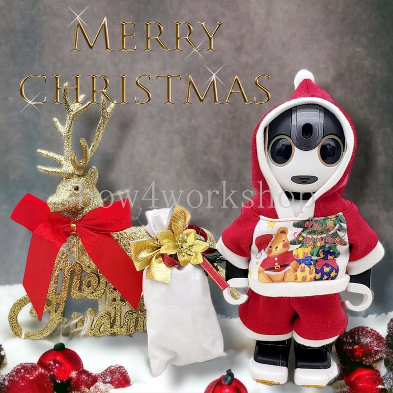 ロボホンの服/サンタクロースプリントパーカー&パンツセット