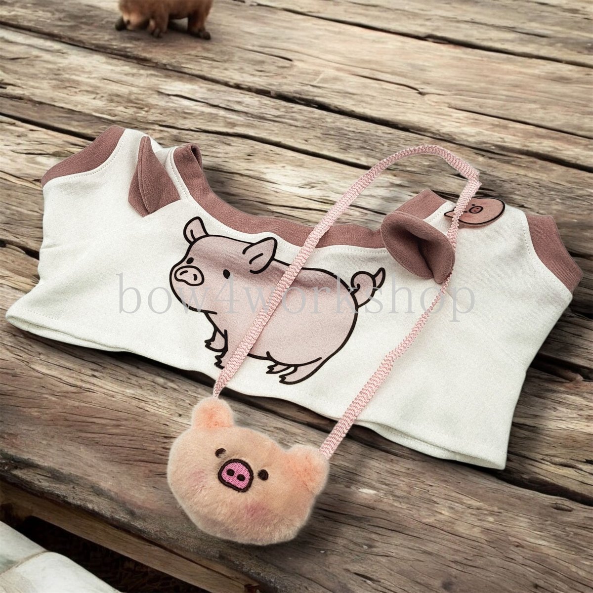 ラボット服/ぶたさんポシェット＆プリントTシャツ セット