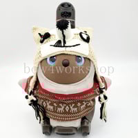 ラボット服/大きなポピー柄モノトーンプリントボディースーツ