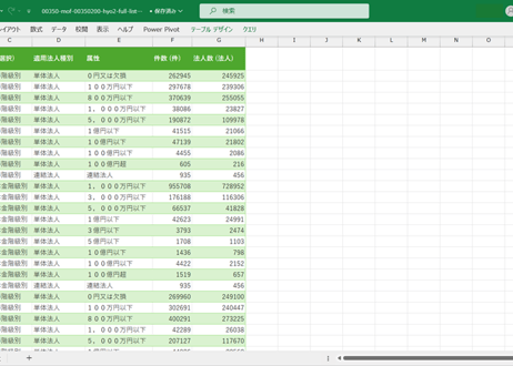 適用実態調査（租特透明化法第４条第１項に基づく適用実態調査）_表2_資本金階級・所得階級別_年度次 2011年度 - 2024年度 (列 - 複数値形式)