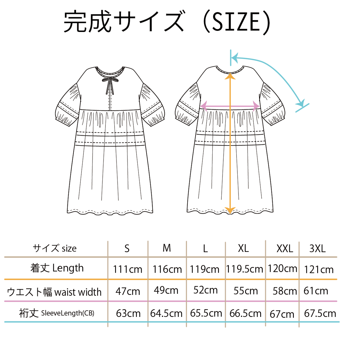 Lサイズ】ぽわん袖ワンピース | kotobukisewing