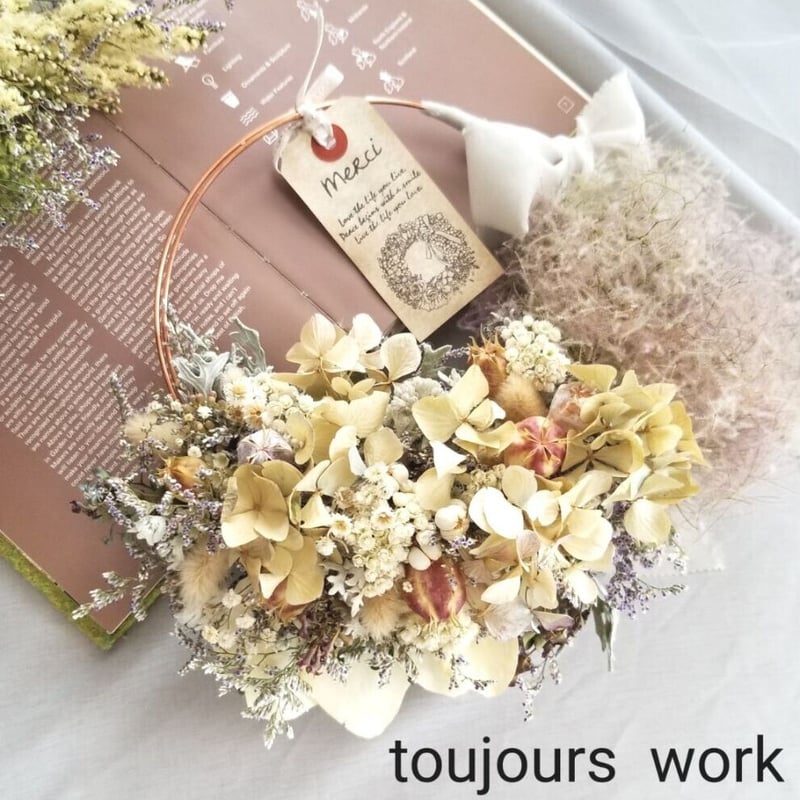 ドライフラワーリース◇welcome ◇◇プレゼント◇ホワイトリース  