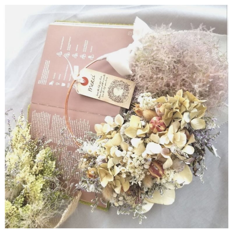 ◇紫陽花リース◇ドライフラワーリース◇ハーフリース◇プレゼント  