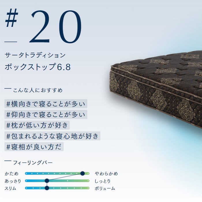 正規代理店】サータ トラディション BOX-T 6.8 セミダブルサイズ Serta
