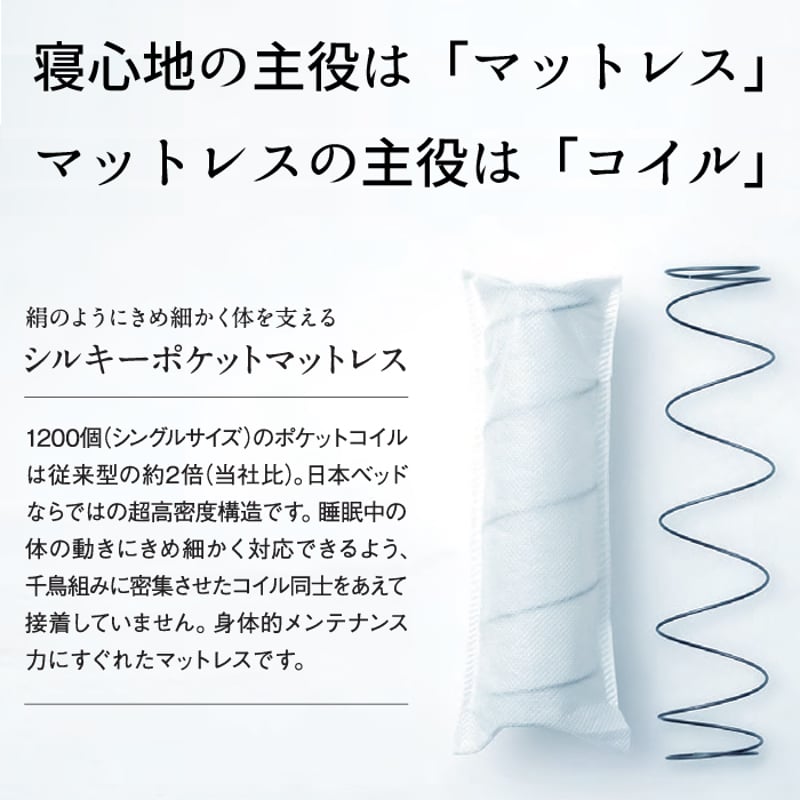日本ベッド ピロートップシルキーポケット(ウール入) ダブル 日本ベッド ピロートップシルキーポケット(ウール入) ダブル