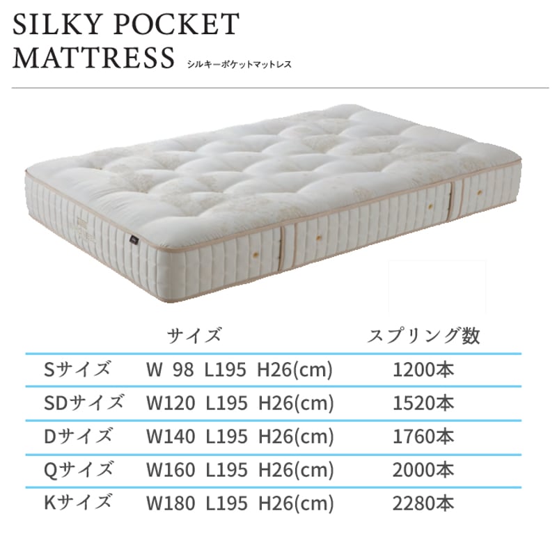 DUAL POCKET SILKY クイーンサイズマットレス 日本ベッド シルキーポケット クイーンサイズ 選べる硬さ