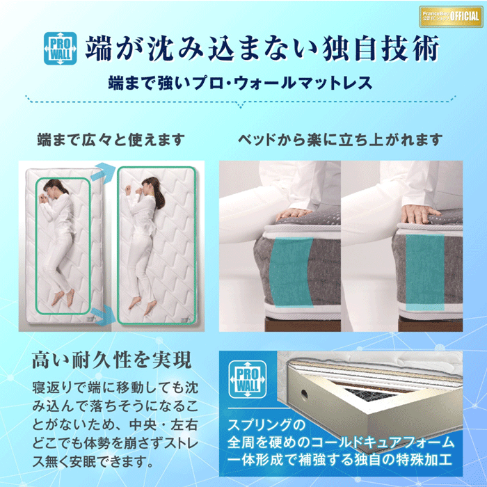 フランスベッド正規代理店】 マットレス LT-7700α ハード/ミディアム