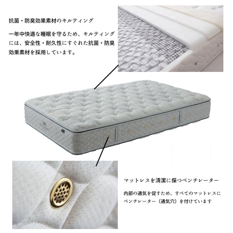 日本ベッド ピロートップシルキーポケット（ウール入） クイーンサイズ 