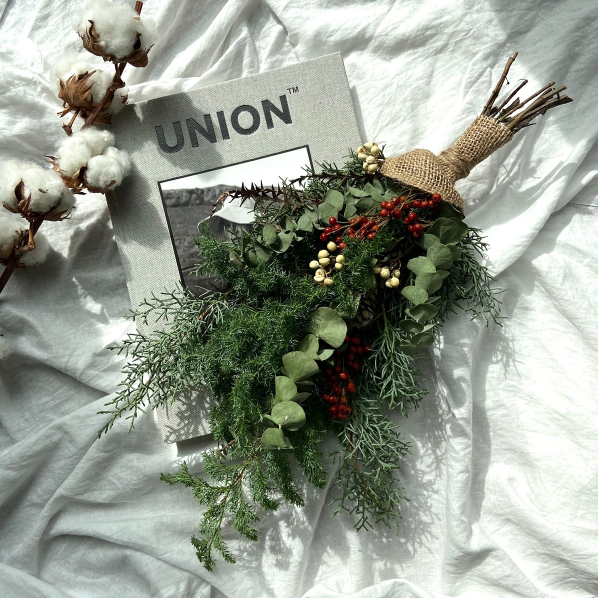 クリスマス(*^^*)縦長スワッグ　フレッシュ　swag クリスマス(*^^*)縦長スワッグ フレッシュ swag