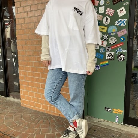 STUD’ 半袖ポケットTシャツ　S-1553-1(ホワイト)