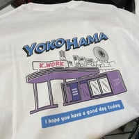 YOKOHAMAポケ付きロンT ホワイト×パープル