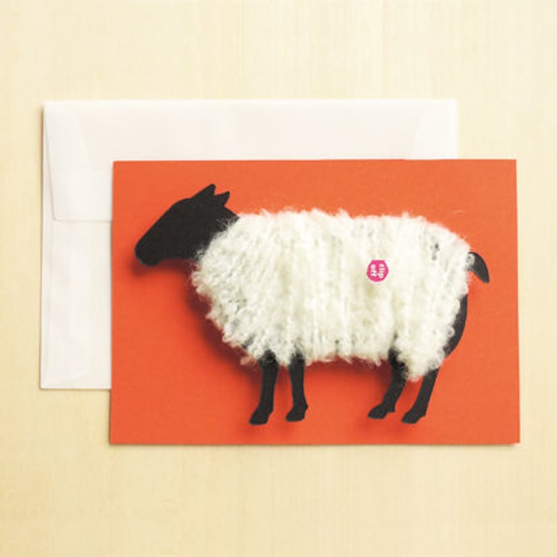 ZA003】羊の毛刈りメッセージカード【オレンジ】 | muromachi