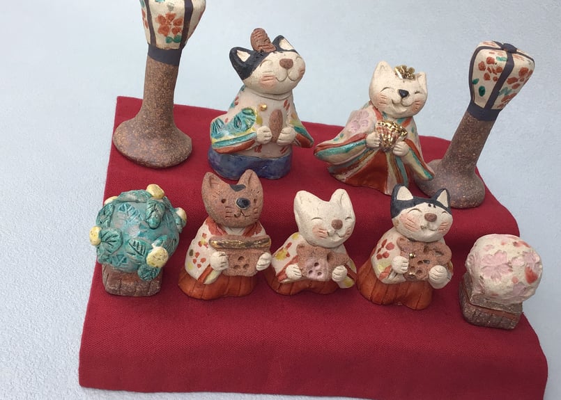 立猫雛ガラス器飾り・加藤澄子作 ガラス細工のお雛様｜猫雛｜フォーカートグラスワークス