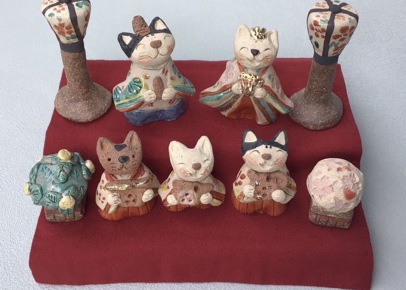 猫雛段飾り(受注生産) | 工房かじたに 梶谷佳加