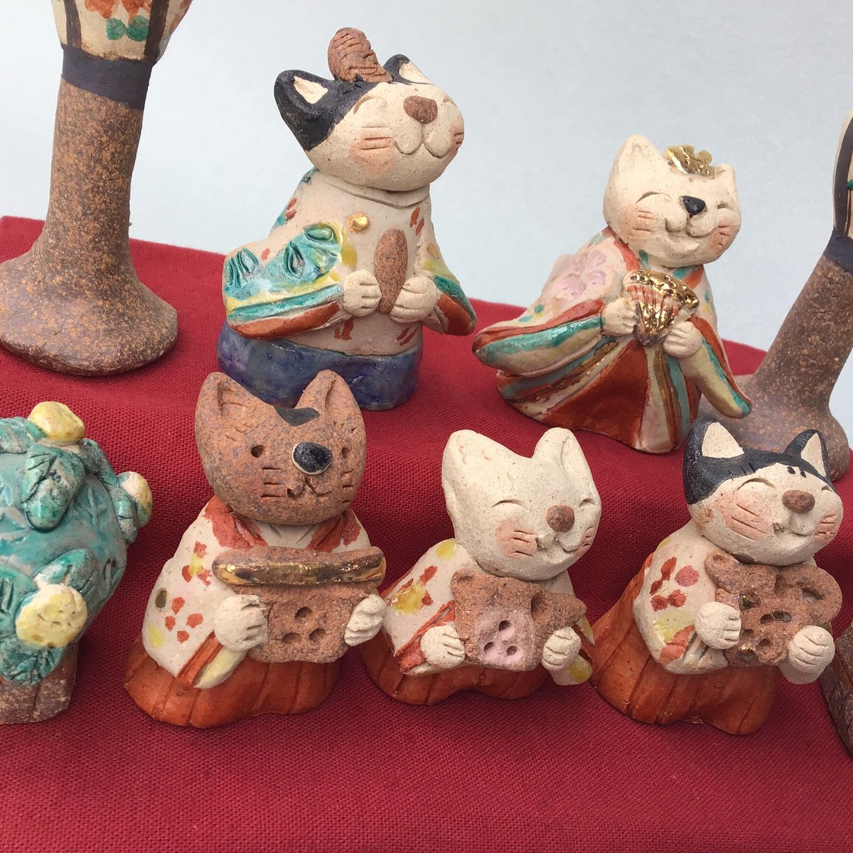 猫舎　三段雛人形 ミニ猫雛段飾り十人揃・雛人形 / 京都の人形・こけし・和雑貨通販