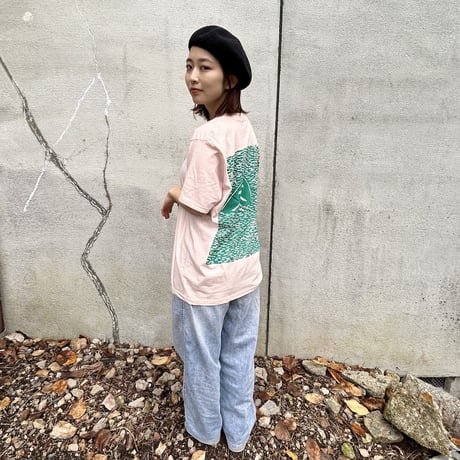 マステTシャツ＜ピンクMサイズ＞_大文字_パール染色
