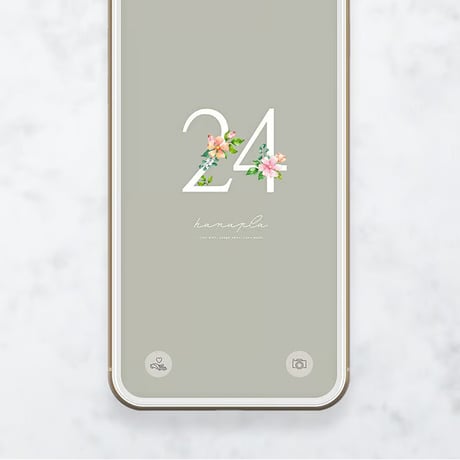 【花数字24】エレガントで上品！ナチュラルシックなグレー背景のおしゃれスマホ壁紙