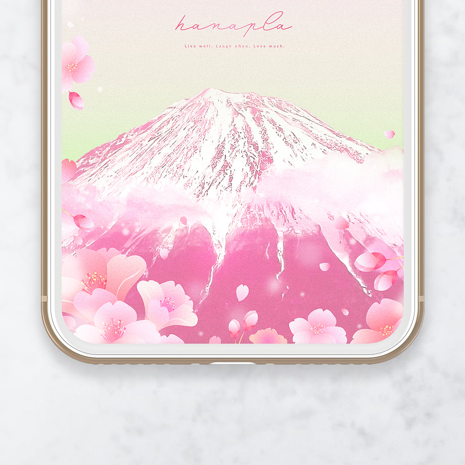 ■開運パワーアート■ ピンク色の富士山 春最強美の桜花爛漫富士＋数字24】🌸ピンク空と桜吹雪に包まれる幻想の