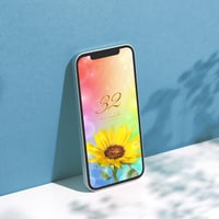 【レインボーオーラ大輪ひまわり＋数字32】願いが叶う🌟七色の光を浴びて咲く開運スマホ壁紙🌻毎日を明るく照らす待ち受け画像✨