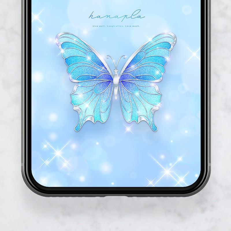 キラキラ舞う💙ブルーアゲハ＋数字35】幸運を運ぶ宝石蝶🦋輝く水色