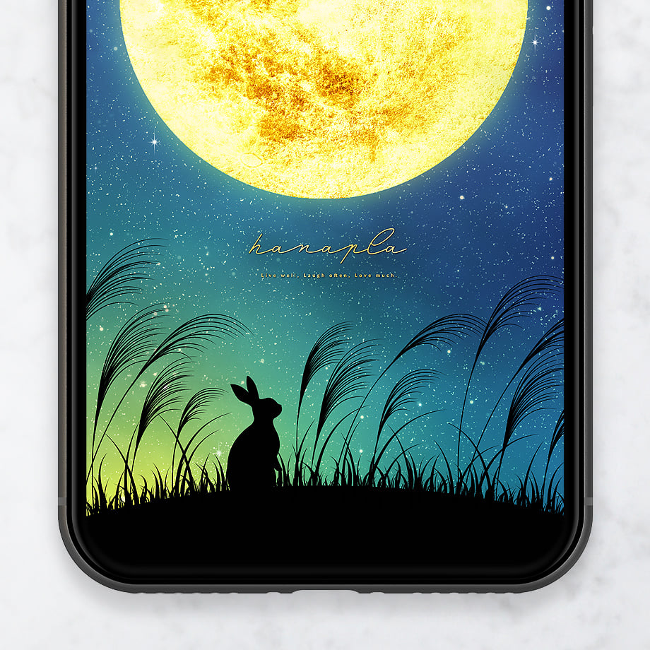 お月見うさぎと藍金色の夜空】静寂の夜に煌々と輝くスーパー