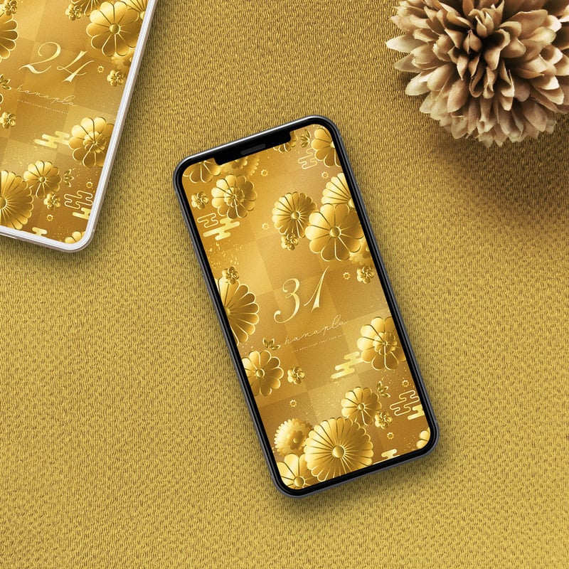 黄金色の開運和柄+数字31】すべてが金箔の最強開運🌟菊梅と伝統 黄金色の開運和柄+数字31】すべてが金箔の最強開運🌟菊梅と伝統