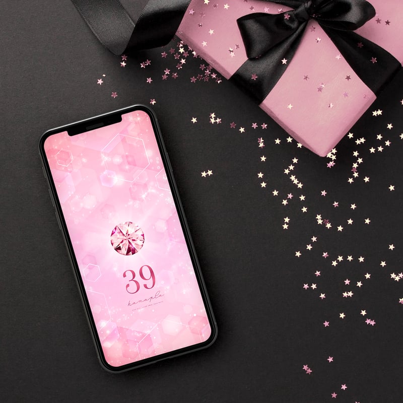 幸福の輝き大粒ピンクダイヤ＋数字39】心ときめく💎六角の煌きと幸運を